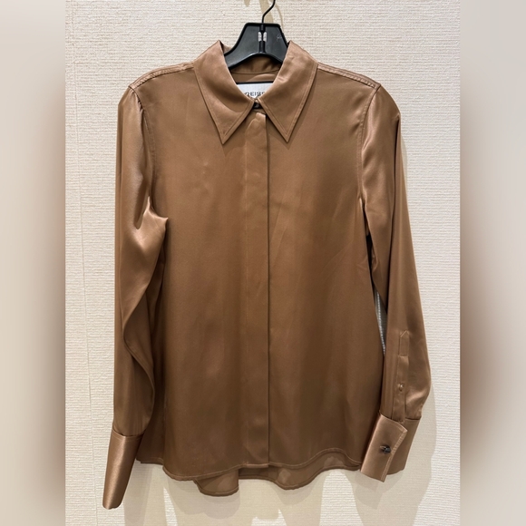 Reiss Ameira Silk-Satin Concealed-Placket Shirt - Picture 6 of 13